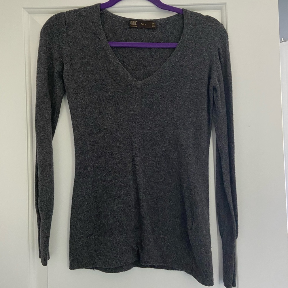 form fitting v neck sweater